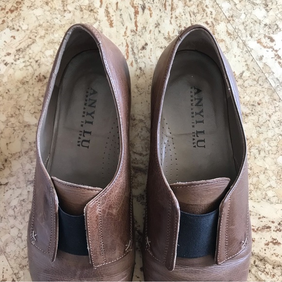 Anyi Lu Agnes leather flats in distressed chestnut - Picture 7 of 10